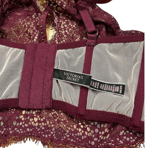 Victoria's Secret High Neck Plunge Bra Burgundy Size 34D - Picture 10 of 10
